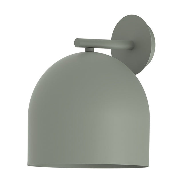 Rio Dome Wall Light in green, featuring an iron dome shade on a short straight arm with round wall plate, shown against a plain white background.
