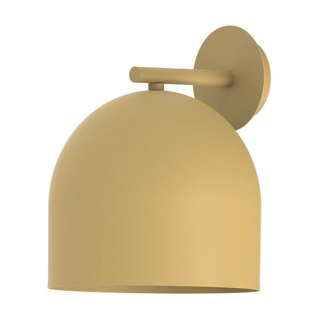 Rio Dome Wall Light in yellow with a deep iron dome shade on a short arm and round wall plate, shown on a plain white background.