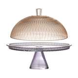 Tayo Round Glass Cake Stand with Lid - Multi