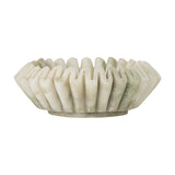 Harmonia Fluted Marble Bowl, 17.5cm, in white marble with deep ruffled flutes and a wavy pleated rim, polished finish, shown on a plain white background.