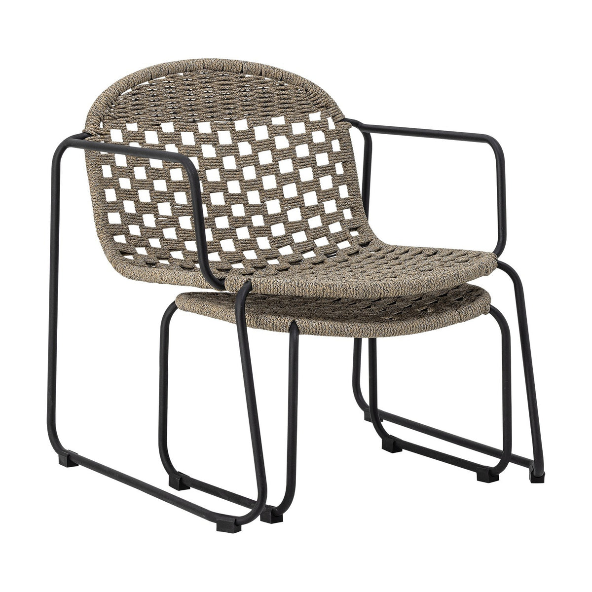 Calana Iron Lounge Chair with Footstool - Grey