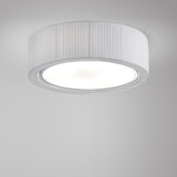 Urban PF/90 Ribbon LED ceiling light with a drum-shaped white pleated shade, round diffuser, and silver trim ring, shown against a plain light background.