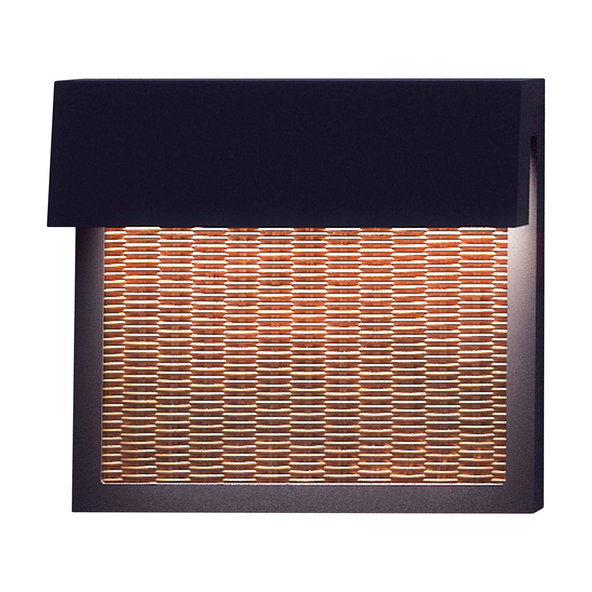 Sisal A/01 LED outdoor wall light with a dark brown overhanging top and woven Light Beige fibre front panel, shown frontal on a plain white background.