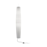 Maxi S/01 Ribbon LED pendant light in white, a tall tapered column of pleated translucent ribbon with banded sections, shown on a plain white background.