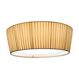 Plafonet 43 Ribbon Drum ceiling light with a pleated beige fabric shade and white diffuser base, shown on a plain white background.