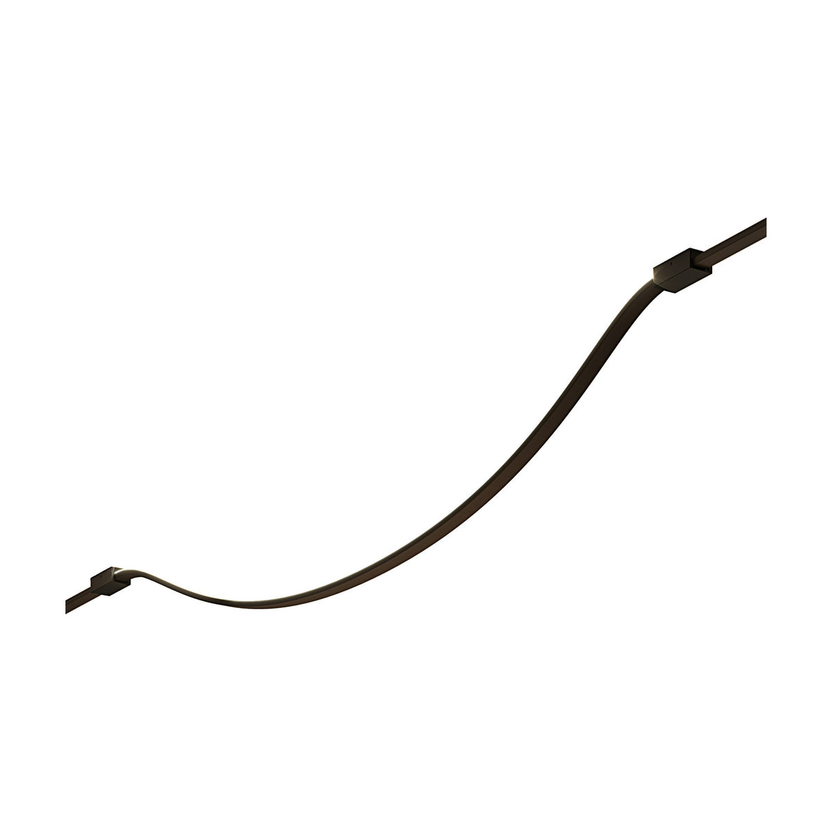 Bow Wall 300 lighting accessory in Matt Black, a slim 305cm curved line with two fixing boxes, shown on a plain white background.