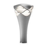 Cornet B/52 Cone LED bollard light in stone grey, a tapered aluminium column with a wavy cap and layered white diffuser panels, shown on a plain white background.