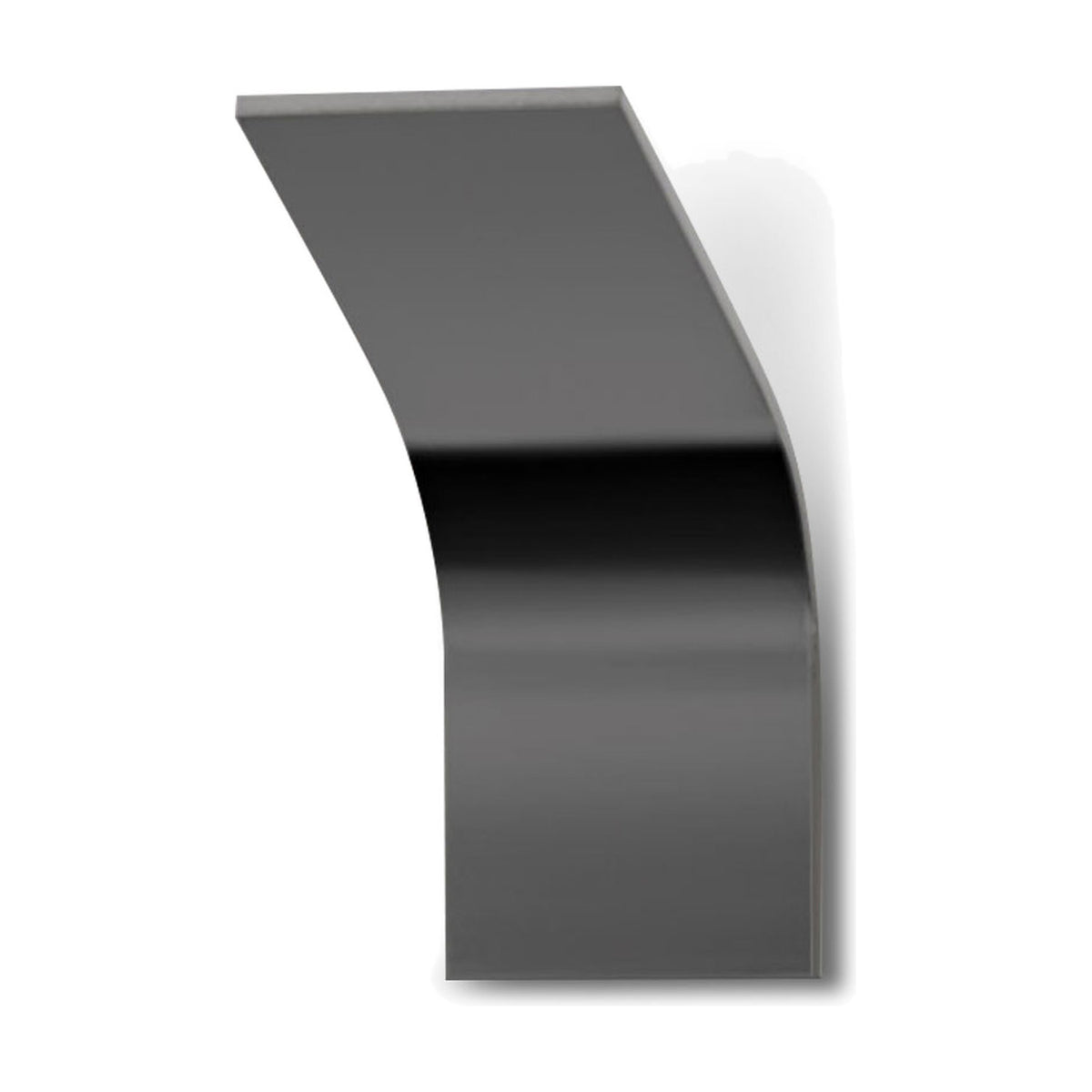App Aluminium LED Wall Light in brushed grey, a single curved aluminium plate rising from a flat base, shown against a plain white background.