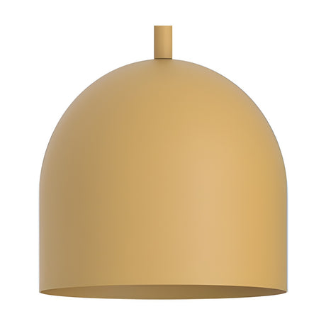 Rio Dome Pendant Light in yellow, a rounded iron dome shade with straight sides, open base, and slim hanging stem, shown on a plain white background.