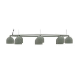 Rio 9 Circular Dome Ring Chandelier in green, a slim iron ring with five small dome shades angled downward, shown on a plain white background.
