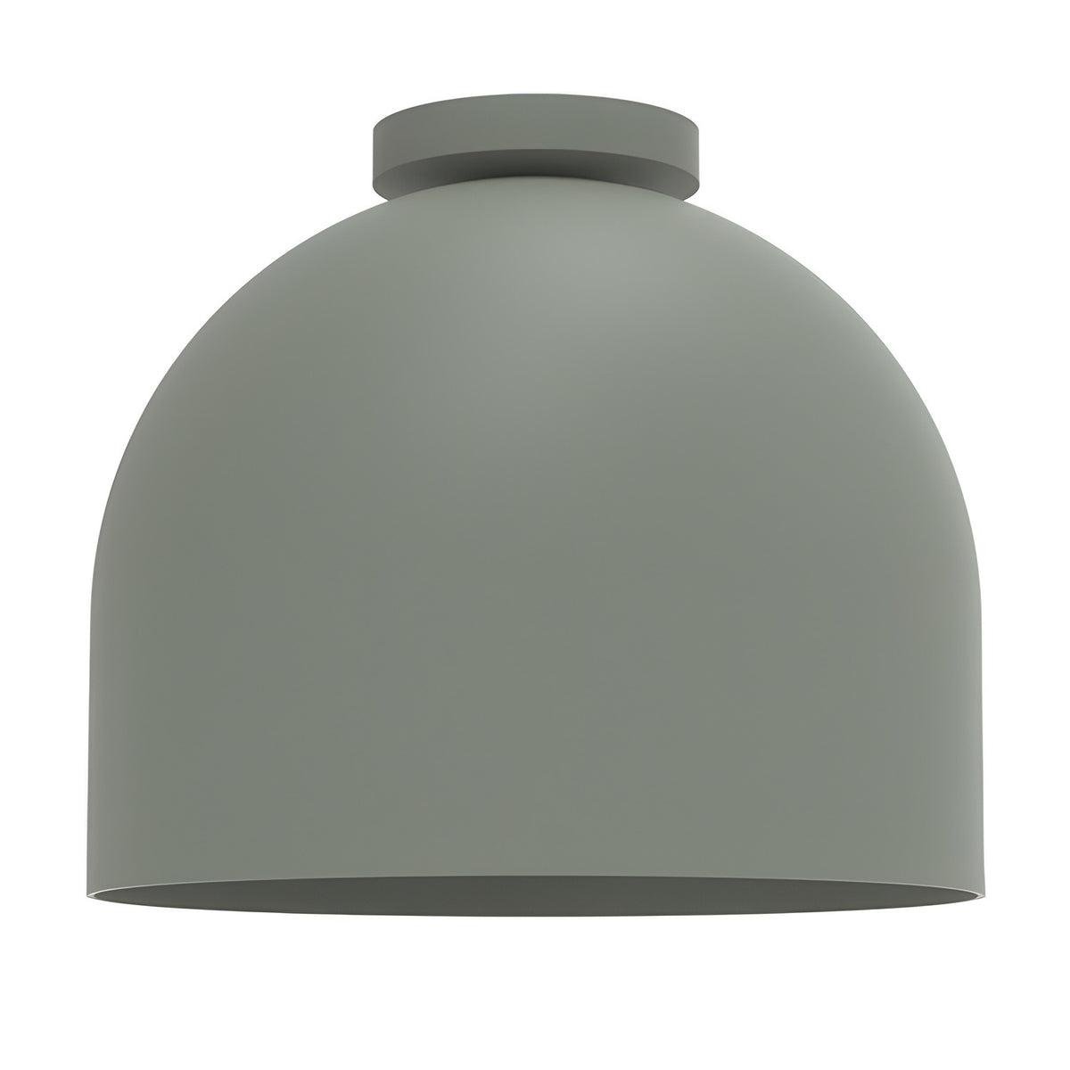 Rio Dome Flush Ceiling Light in green, a deep dome-shaped iron shade with slim round ceiling canopy and open base, GX53 fitting, shown on a plain white background.