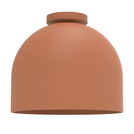 Rio Dome Flush Ceiling Light in terracotta, a single iron dome shade with round ceiling canopy and no stem, shown on a plain white background.