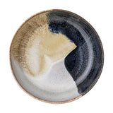 Jules Crackle Stoneware Bowl 17.5cm in blue, a stoneware bowl with reactive glaze blending deep blue and crackled sandy tones, shown from above on a plain white background.