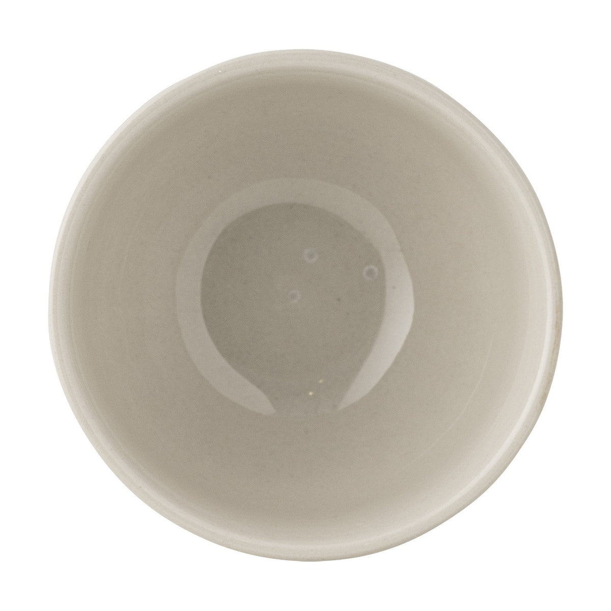 Top-down view of the Bea Floral Stoneware Bowl 11.5cm in beige, showing its plain glazed interior and rounded rim against a white background.