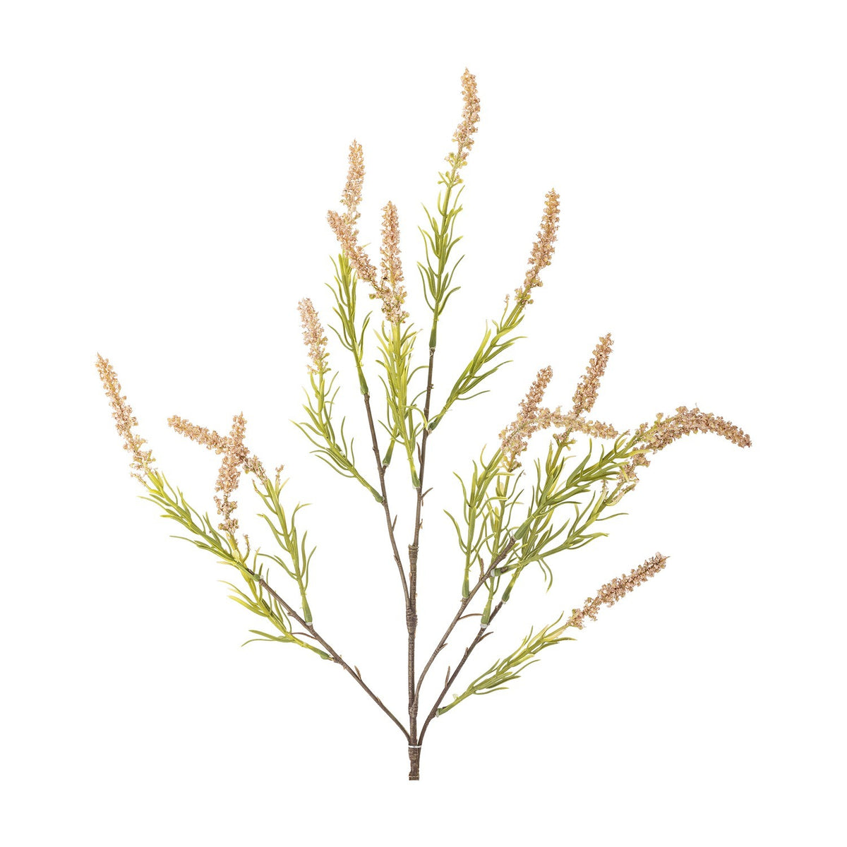 Artificial Foxtail Stem, 76cm, with a branching main stem, needle-like green leaves, and soft pink bristly flower spikes, shown against a plain white background.