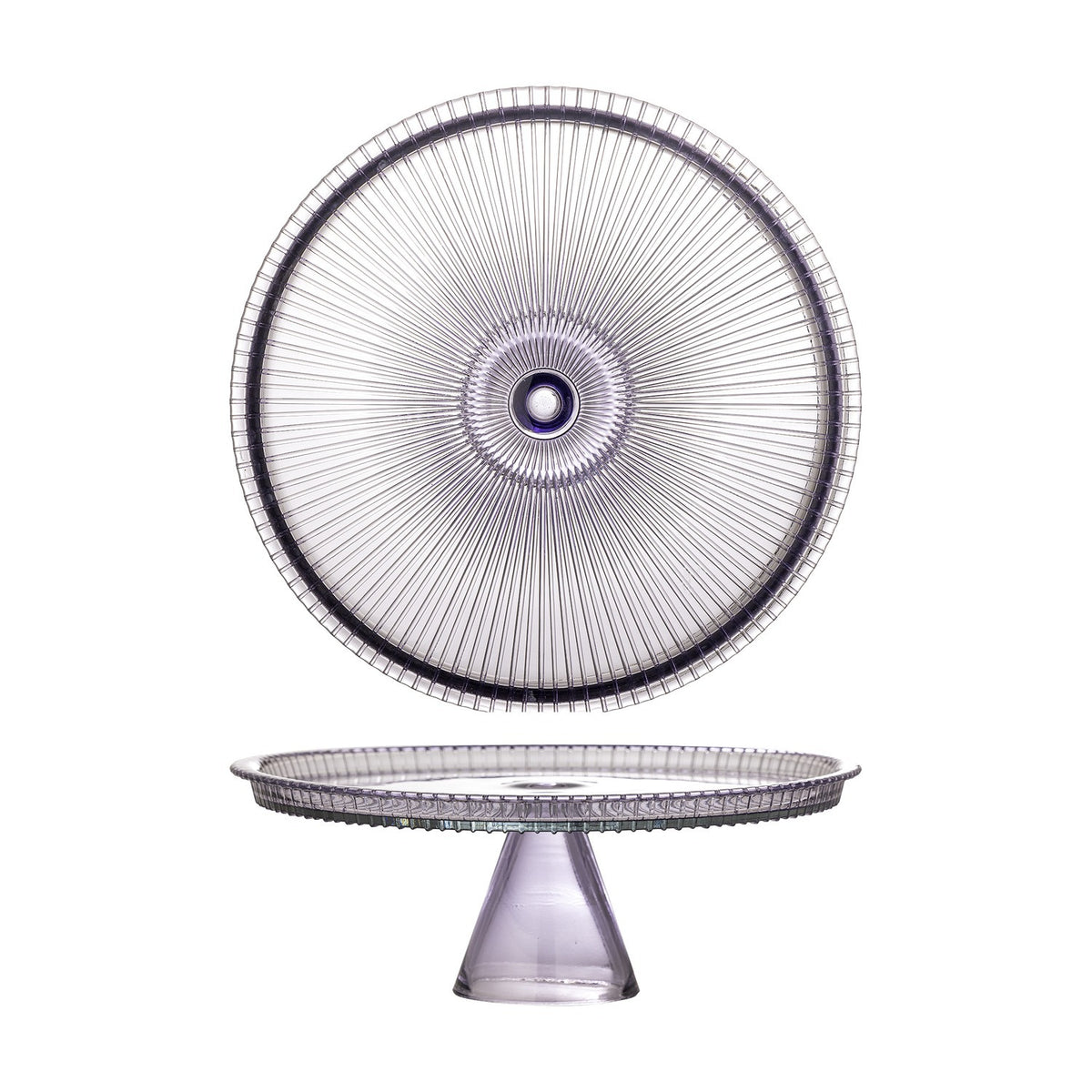 Tayo Round Glass Cake Stand with Lid - Multi