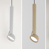 Berry S Aluminium LED Pendant Light in white and beige, slim tube design with angled domed head, shown side by side on a plain light background.