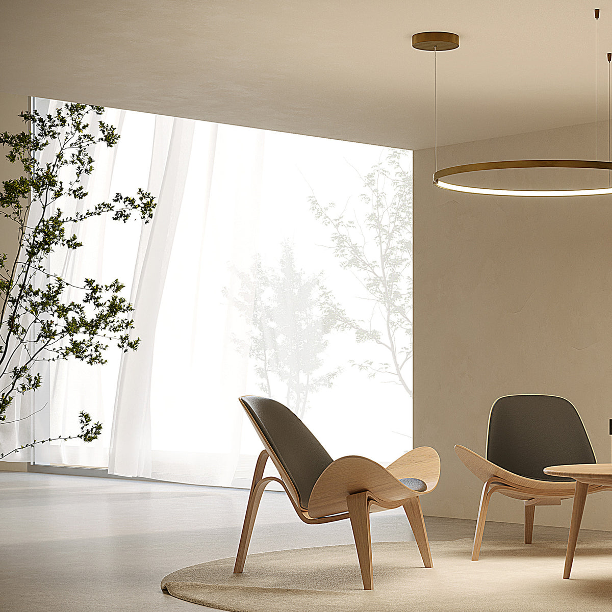 Zero Round Smart Aluminium Ring LED Pendant Light 98cm