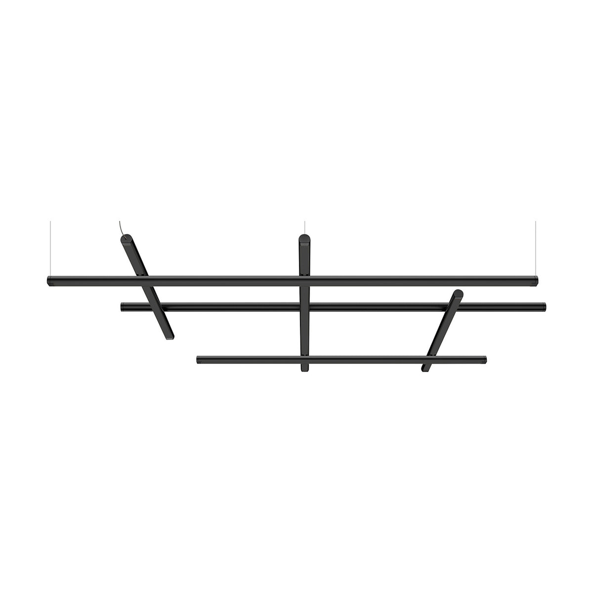 Hilow Black Diffuser Frame LED Pendant Light with three long and three crossing bars forming an open grid, matte black finish, shown on a white background.