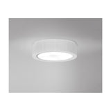 Urban PF/60 Ribbon LED ceiling light, a round flush-mount fixture with pleated white translucent ribbon shade and white diffuser, shown illuminated on a plain light grey ceiling.