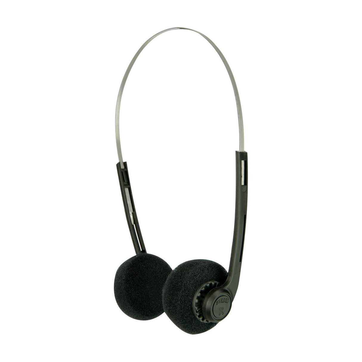 AV:Link SH27 Lightweight Stereo Headphones by AVSL with a slim metal headband, black arms and round foam earpads, shown on a plain white background.