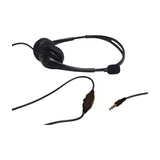 AV:Link multimedia headset by AVSL with padded earcups, adjustable headband, omnidirectional boom microphone, in-line volume control and 3.5mm plug.