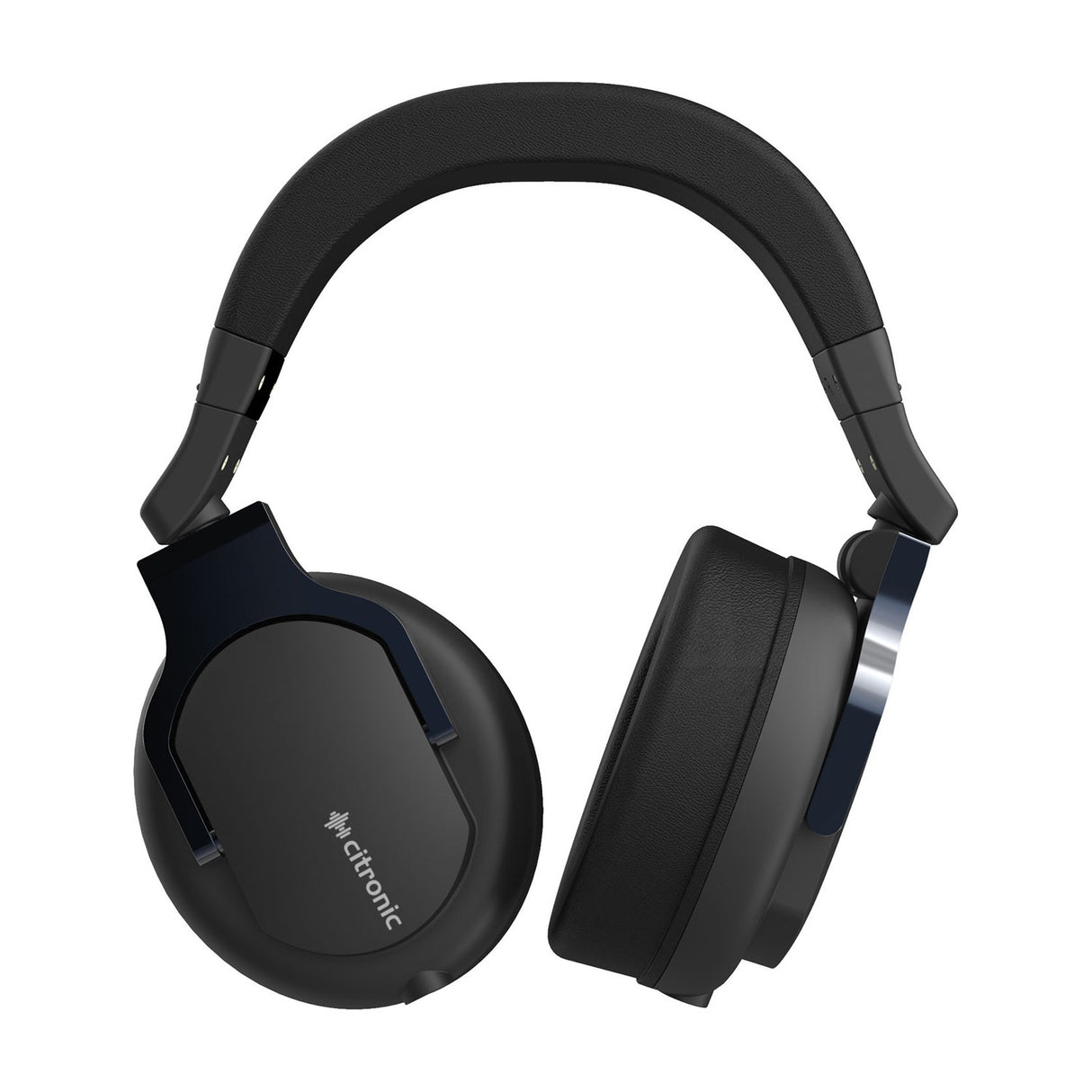 Citronic CPH40-DJ closed-back studio monitor headphones in black with cushioned leather headband and swivel ear cups, shown on a white background.
