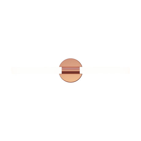 Roos LED Cylinder Disc Wall Light in copper, a round iron disc with a central channel and a slim horizontal cylinder bar, shown on a plain white background.