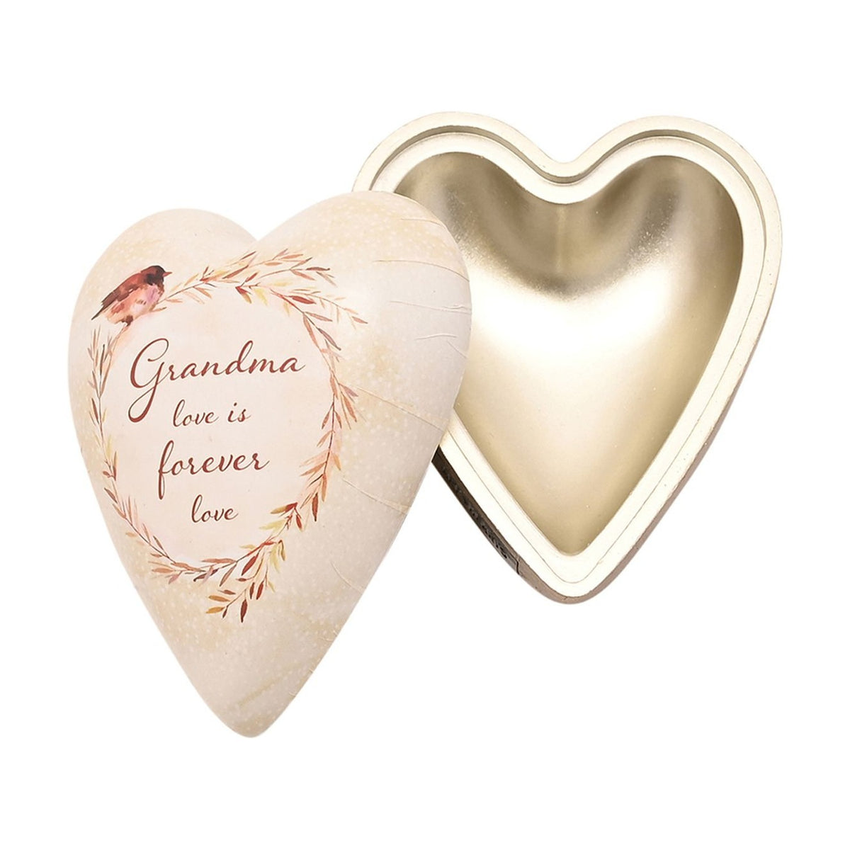 Grandma Art Heart Keeper Wooden Decoration - Off White & Gold