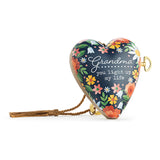Grandma Art Heart Plastic Musical Ornament - Blue & Gold