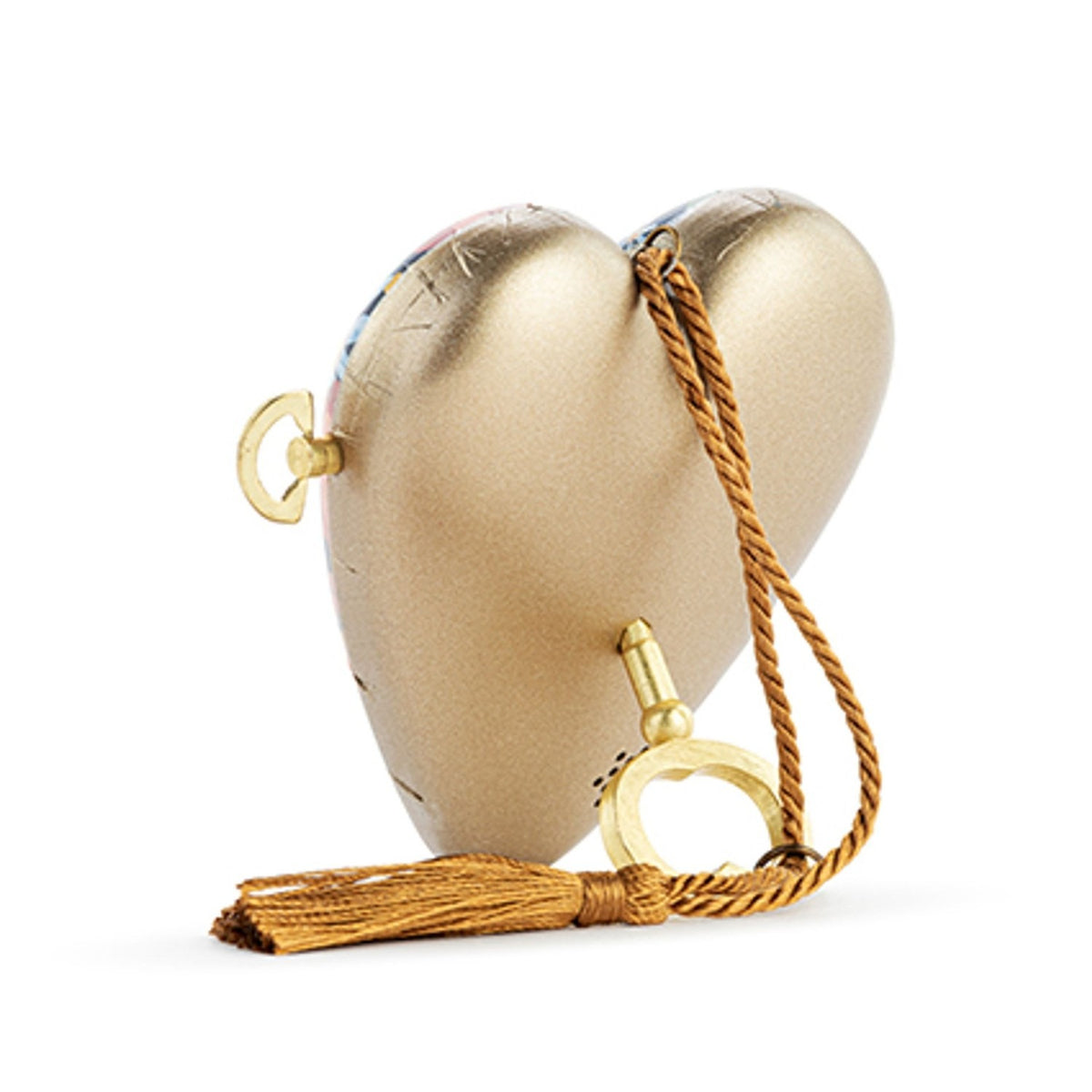 Grandma Art Heart Plastic Musical Ornament - Blue & Gold