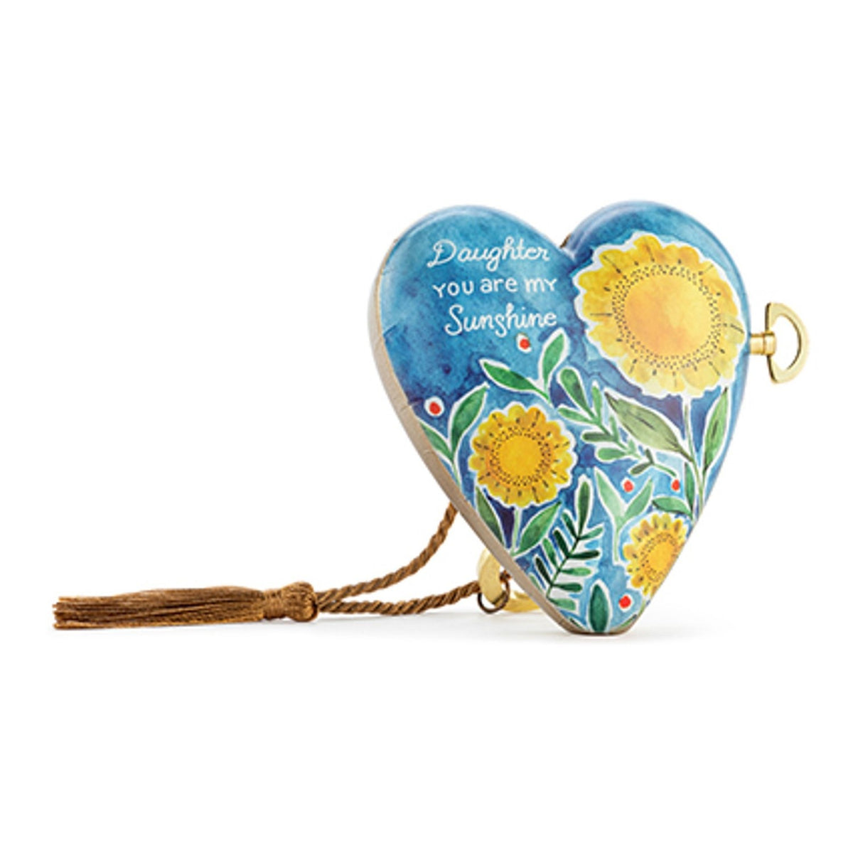 Daughter Sunflower Art Heart Resin Musical Ornament - Blue