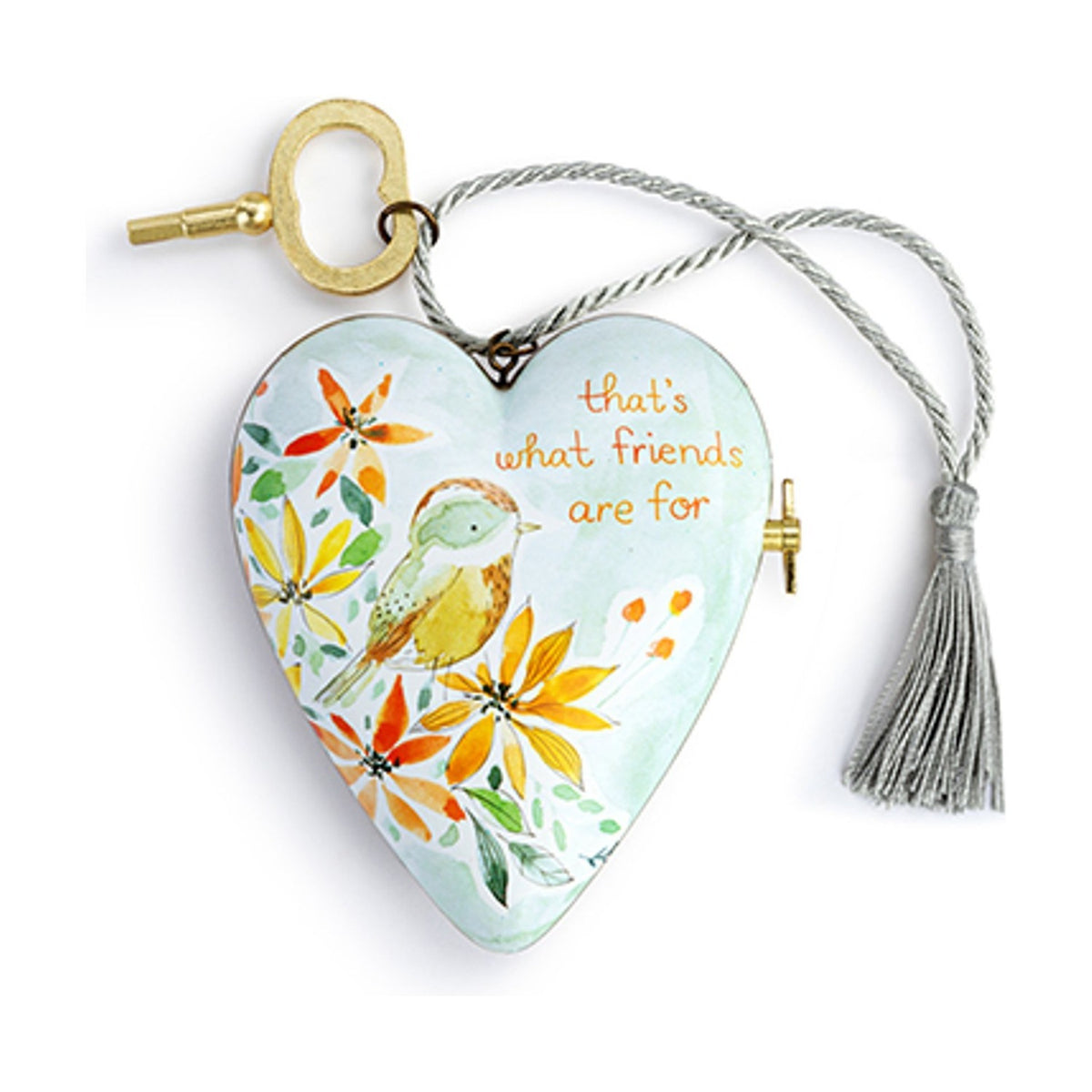 Friends Bird Art Heart Plastic Musical Ornament with Tassel