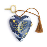 To The Moon Art Heart Resin Musical Ornament with Key - Blue