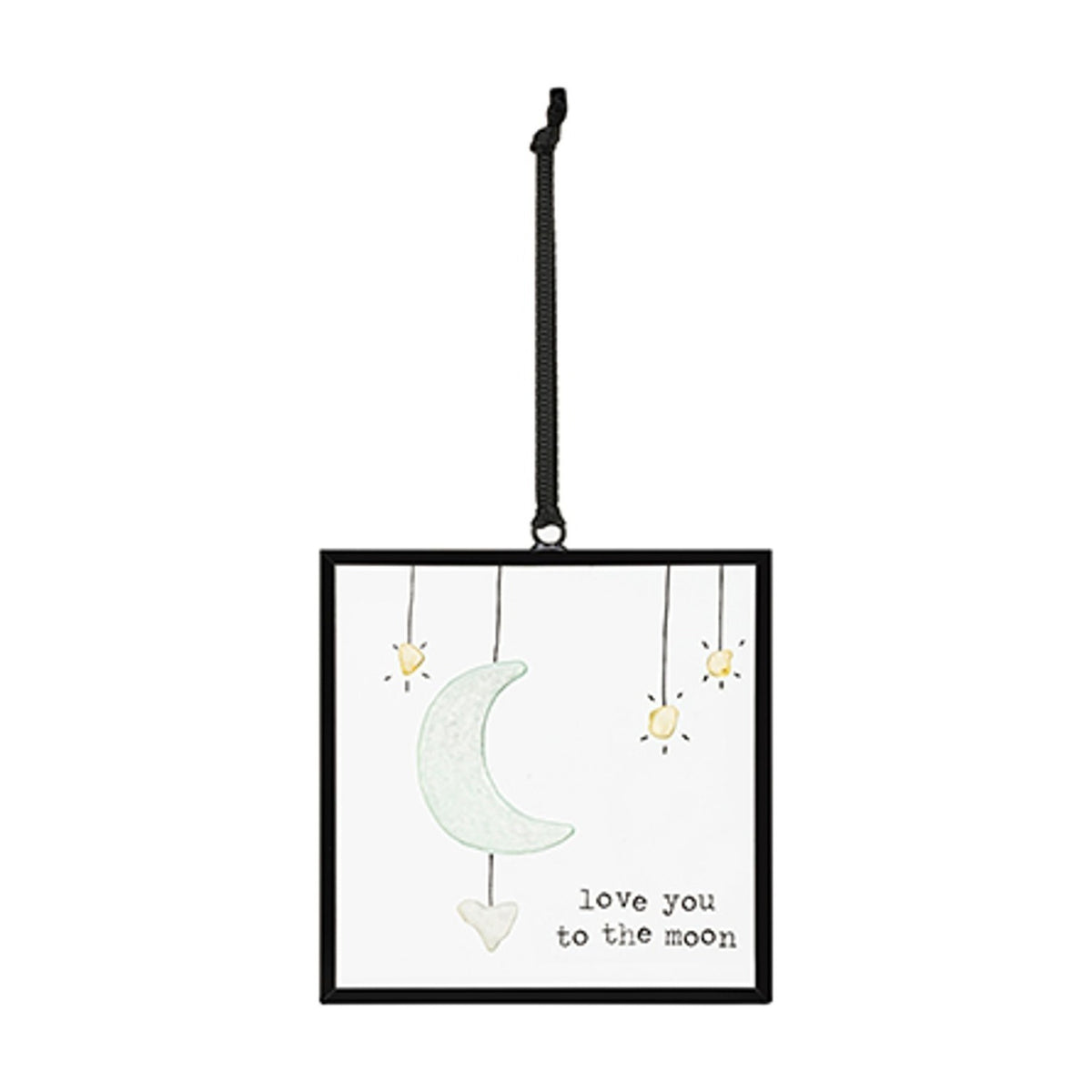 Love You To The Moon Square Hanging Glass Suncatcher - Clear
