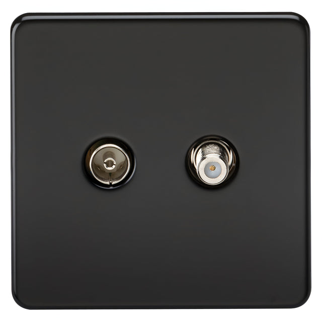 TV & SAT TV Outlet (Isolated) - Matt Black