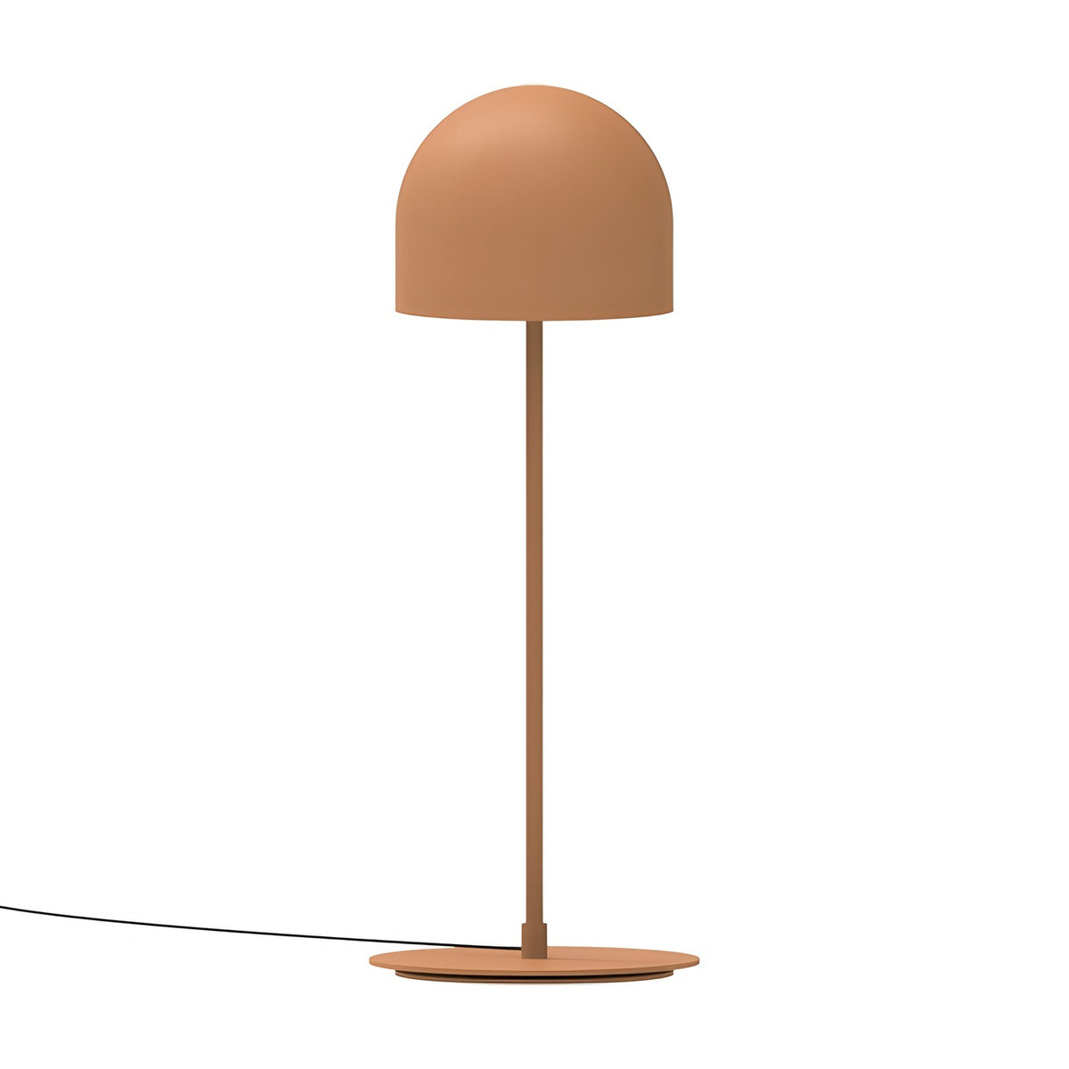 Rio 2 Light Dome Mushroom Table Lamp in terracotta, with rounded dome shade on a slim straight stem and round flat base, iron construction, shown on a plain white background.