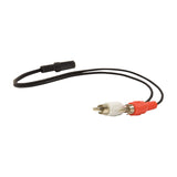 AV:Link BTTR2 Bluetooth audio adaptor cable with 3.5mm female socket and red and white RCA plugs on a plain white background.
