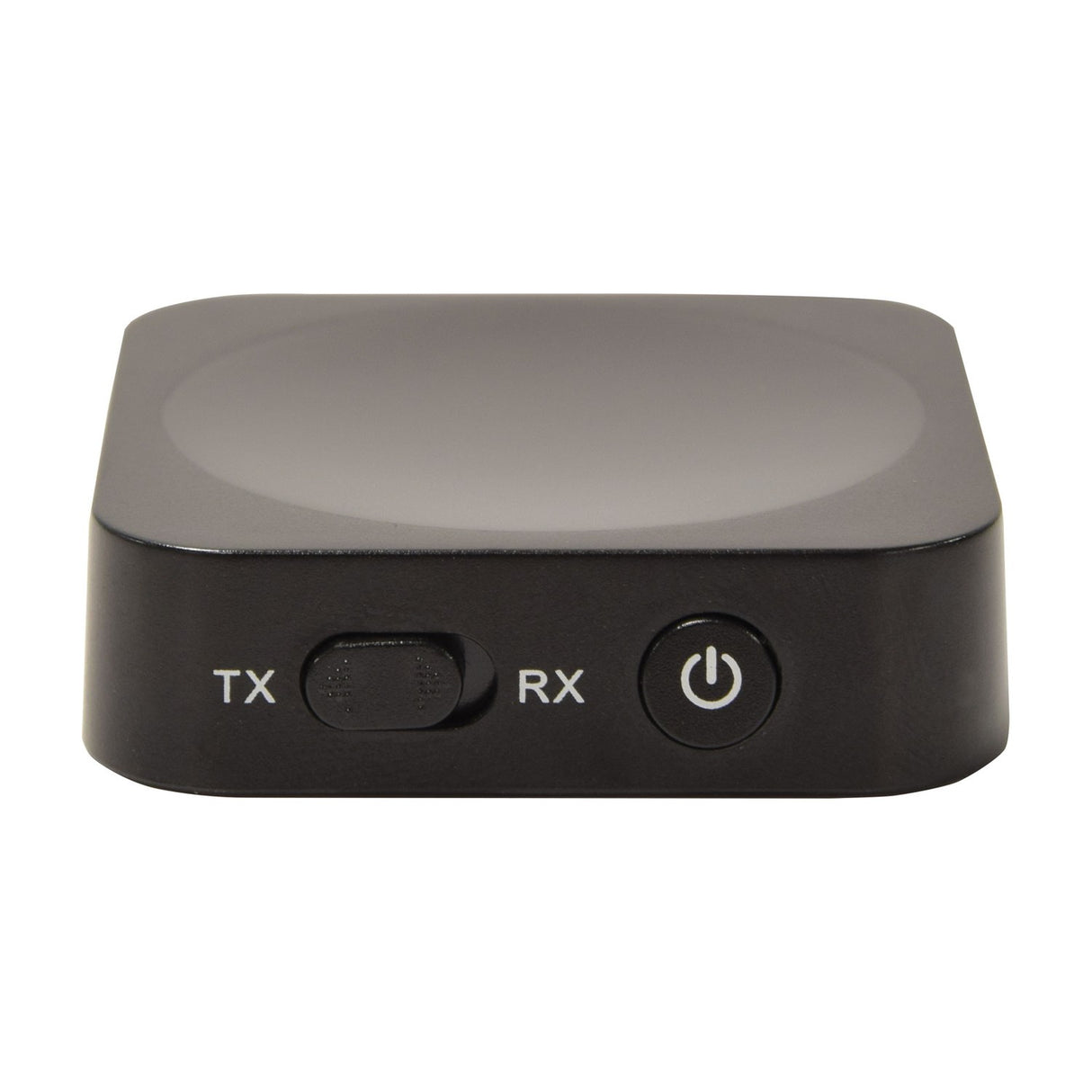 AV:Link BTTR2 Bluetooth audio transmitter and receiver by AVSL, compact black unit with TX/RX slider switch and power button, on a white background.