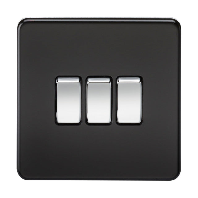 10AX 3G 2-way Switch - Matt Black with Chrome Rocker