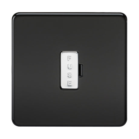 13A Fused Spur Unit - Matt Black with Chrome Fuse Cap