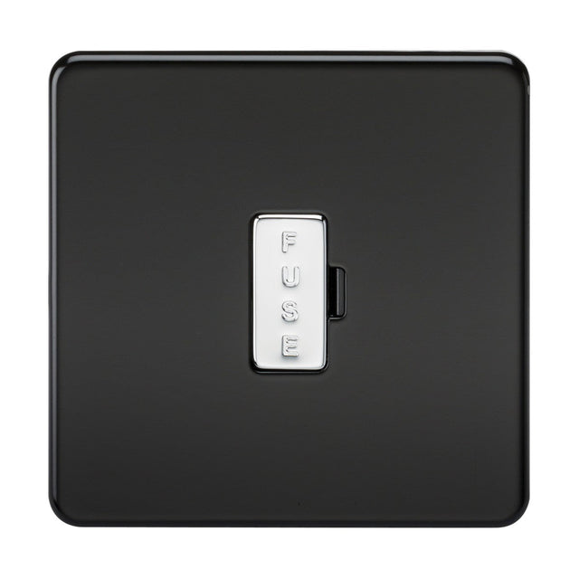 13A Fused Spur Unit - Matt Black with Chrome Fuse Cap