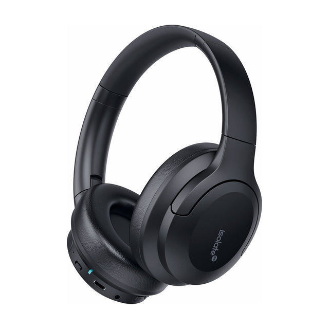 AV:Link Isolate SE noise cancelling Bluetooth headphones in matte black with cushioned over-ear cups, earcup controls, USB-C port and 3.5mm jack.