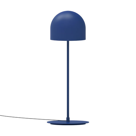 Rio 2 Light Dome Mushroom Table Lamp in blue iron, with a rounded dome shade, slim straight stem and flat round base, shown on a plain white background.
