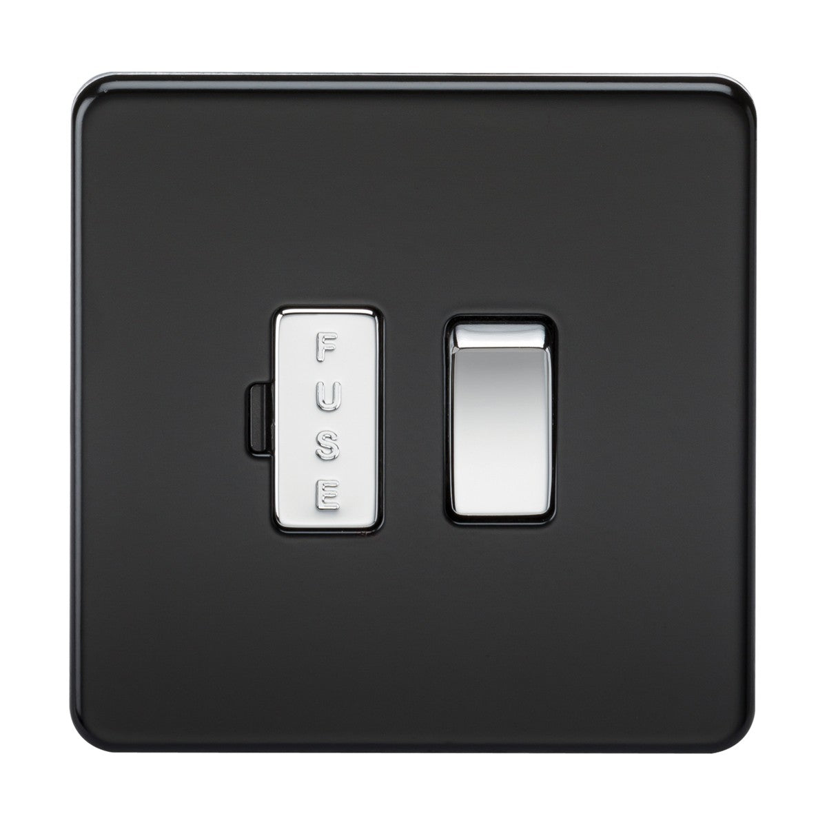 13A Switched Fused Spur Unit - Matt Black with Chrome Rocker