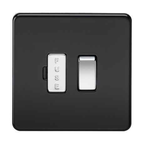 13A Switched Fused Spur Unit - Matt Black with Chrome Rocker