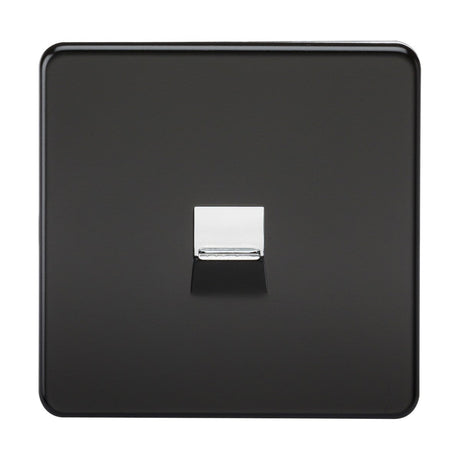 Telephone Extension Socket - Matt Black with Chrome Shutter