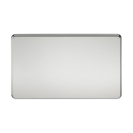 A rectangular polished chrome plate crafted from premium-grade materials with slightly rounded edges, shown against a plain white background.