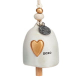 Love Ceramic Mini Bell Ornament with Gold Heart - Stone