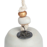 Thankful Mini Ceramic Bell Ornament with Beaded Cord - Stone